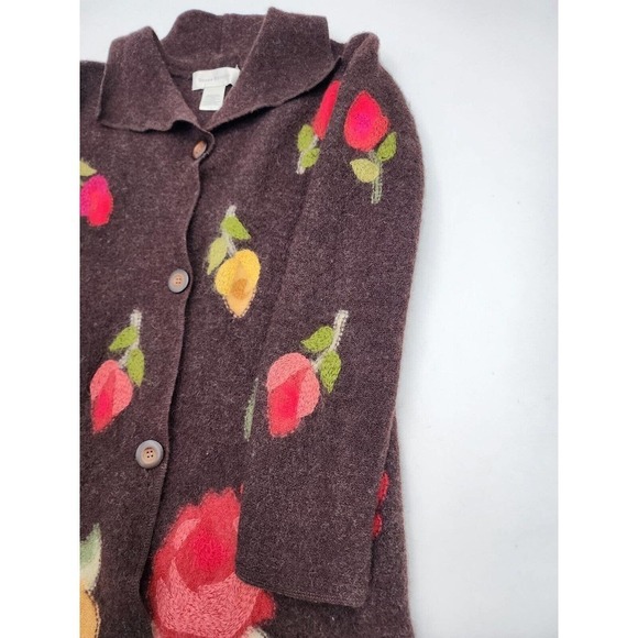 VTG Susan Bristol Hand Embroidered Wool Cardigan Jacket Women's Size Medium - Picture 4 of 10